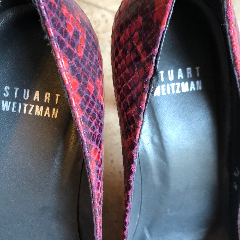 Stuart Weitzman Python Peep Toe Size 7.5 - image 3